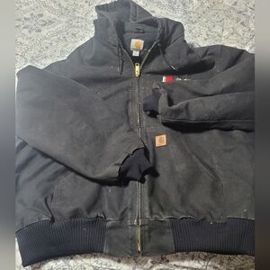 Carhartt Black Hooded Jacket XL With Partially Removed Logo